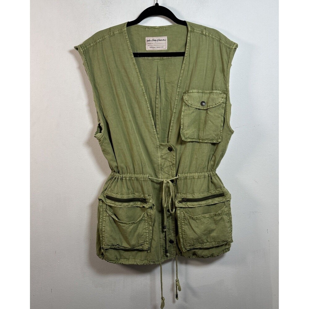 We The Free Y2K Boho Utility Cargo Vest Olive Green Size L